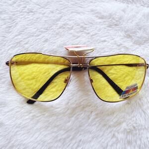 Oscar Clear Yellow w/ Gold Rim Aviator Sunglasses